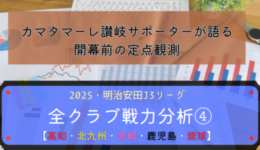 【2025・明治安田J3リーグ】カマタマーレ讃岐サポーターの運営者が語る全20クラブ戦力分析④【高知ユナイテッドSC】【ギラヴァンツ北九州】【テゲバジャーロ宮崎】【鹿児島ユナイテッドFC】【FC琉球】