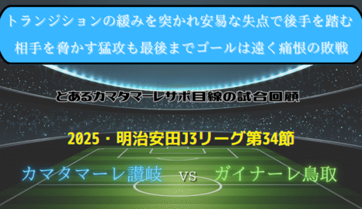 【カマタマーレ讃岐】独自目線で読み解く試合回顧・vsガイナーレ鳥取【2025・明治安田J3リーグ第34節】● 0-1