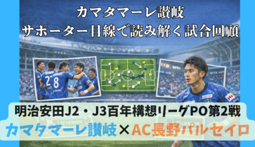 【カマタマーレ讃岐】独自目線で読み解く試合回顧・vsAC長野パルセイロ【明治安田J2・J3百年構想リーグ プレーオフラウンド第2戦】● 0-0(PK/3-5)